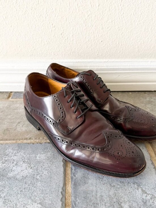 Cole Haan Shoes Mens Leather Oxford Lace Up Cap Toe Italy Burgundy Sz 9.5M EUC Cole Haan Men main image 4